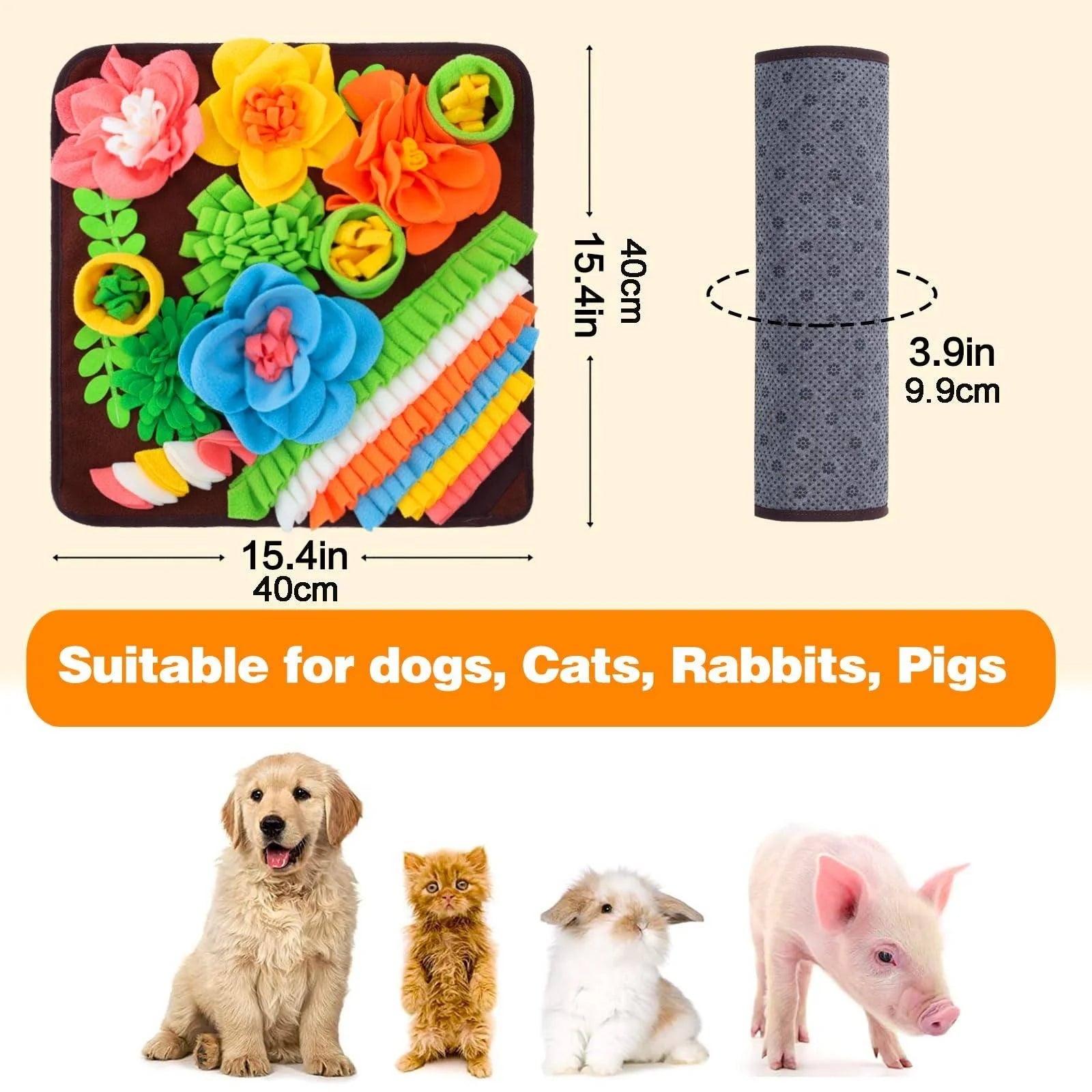 Snuffle Mat for Dogs Slow Feeder Licking Mat for Anxiety Relief Mental Stimulation Foraging Puzzle Toy for Dogs Cats Machine Washable Pet Mat