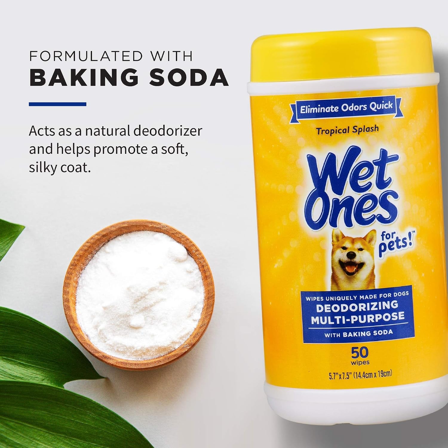 for Pets Deodorizing Dog Wipes with Baking Soda, Tropical Splash Scent - Multipurpose Deodorizing Pet Grooming Wipes in Resealable Canister, 50 Count - 12 Pack | Baking Soda Formula, Multipurpose Grooming Wipes, Resealable Canister, for Daily Deodorizing Use, Gentle