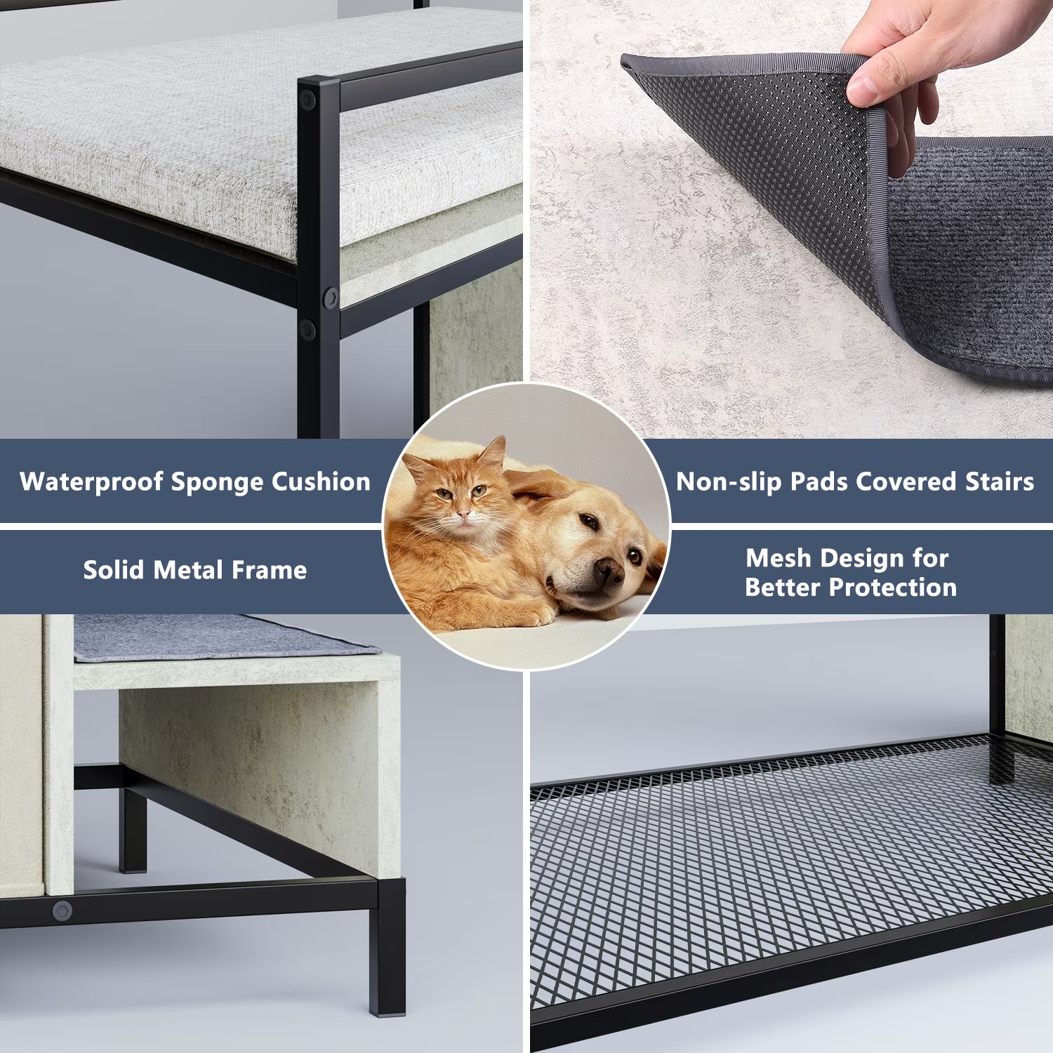 Pet Window Perch with Stairs, 3 Drawers Large Pet Bunk Bed for Dogs and Cats