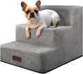 Dog Stairs for Small Dogs & Cats,3-Step Pet Steps for Couch & Bed | High-Density Foam Dog Steps with Anti-Slip Bottom,Easy for Puppies,Older Cats & Dogs to Reach Sofas & Chairs,Grey,13.6" H