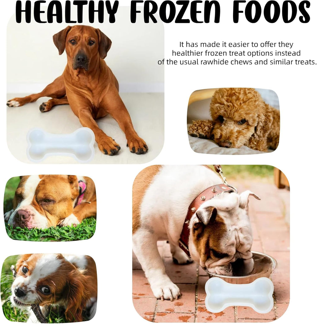 Large Silicone Dog Bone Mold 2 Pack - Large Bone Shaped Ice Cube Trays, Dishwasher Safe Non-Stick Freezer & Oven Mold for Frozen Treats, Baking, Dog Chews (White)