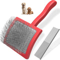 2PCS Slicker Brush for Dogs & Pet Comb,Professional Dog Grooming Brush (Red, Large)