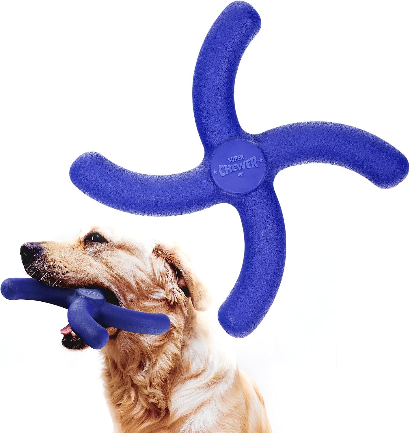 Superchewer Tough Dog Bone Toy | Lifetime Replacement | Strong Natural Rubber | Great Dog Fetch Toy | Chew Toys for Dogs | Ultra Durable Chew Toys for Moderate Chewers | Large Breed Tested
