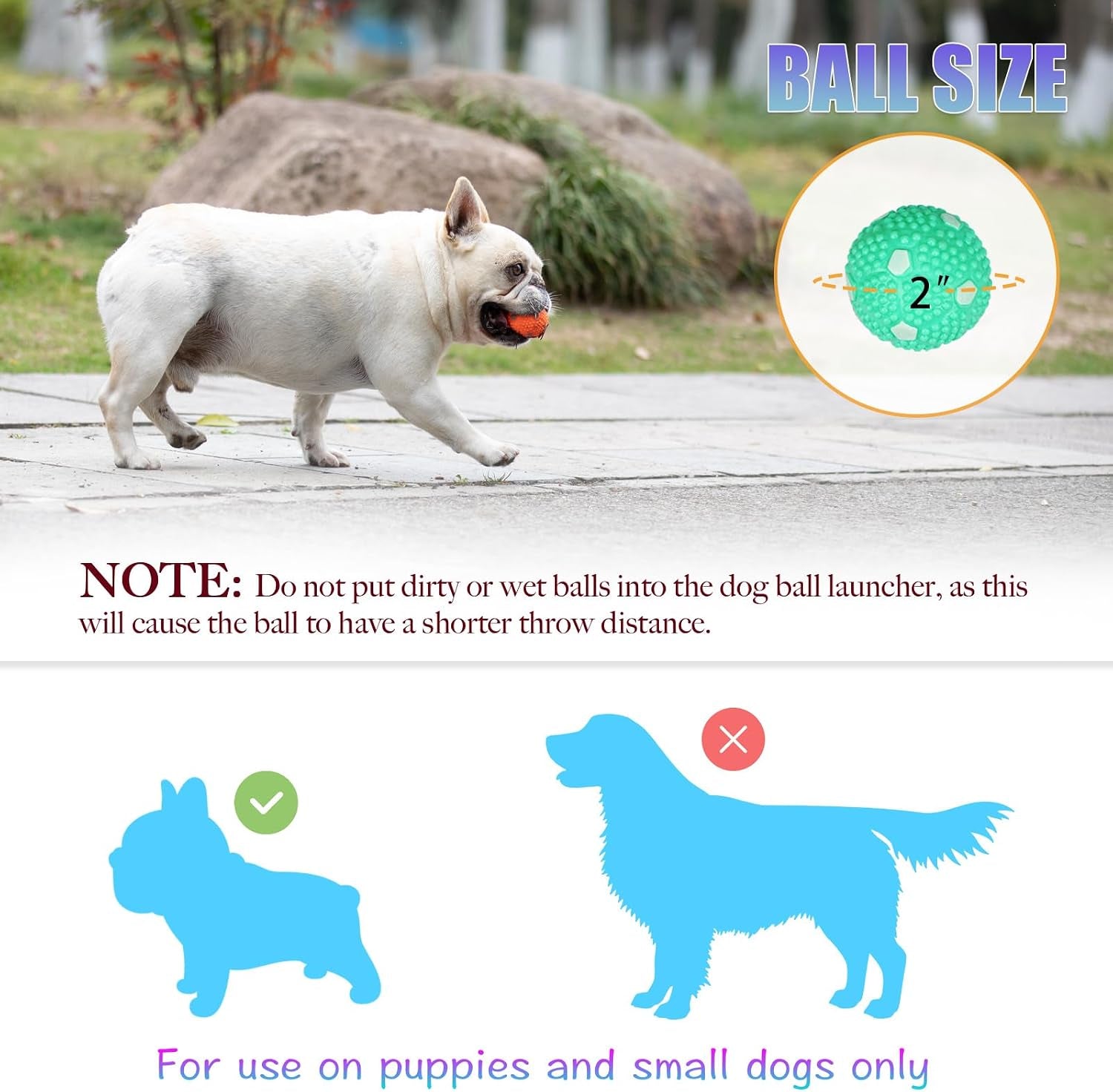 Automatic Ball Launcher for Dogs, Dog Fetch Ball Thrower Launcher, 3 Adjustable Distances, Interactive Pet Self Playing for Small Dogs and Puppies with 10 Balls (2 Inches)