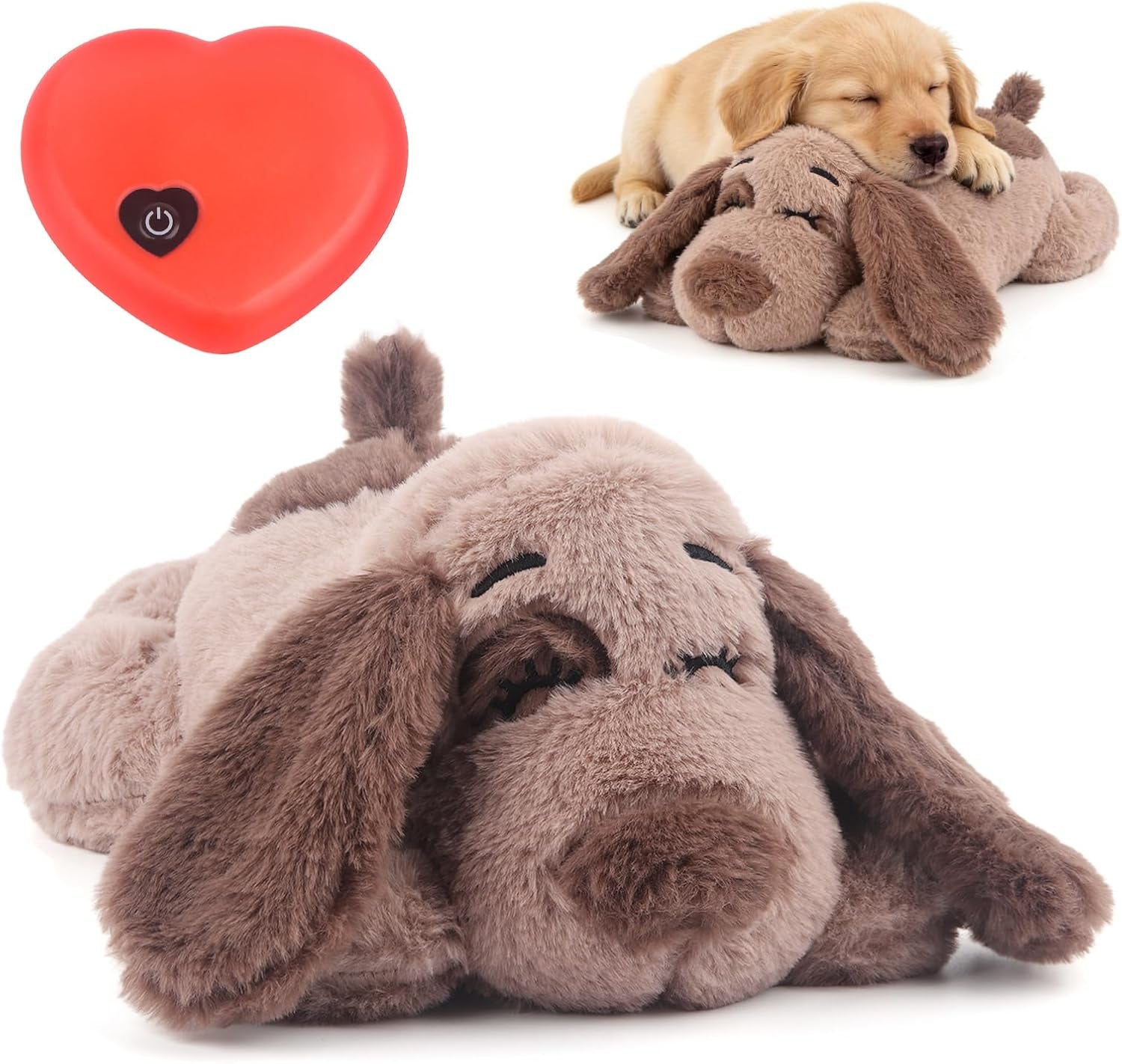 Beverly Shark Puppy Heartbeat Toy Dog Anxiety Relief Calming Aid Puppy Heartbeat Stuffed Animal Behavioral Training Sleep Aid Comfort Soother Plush Toy for Puppies Cats