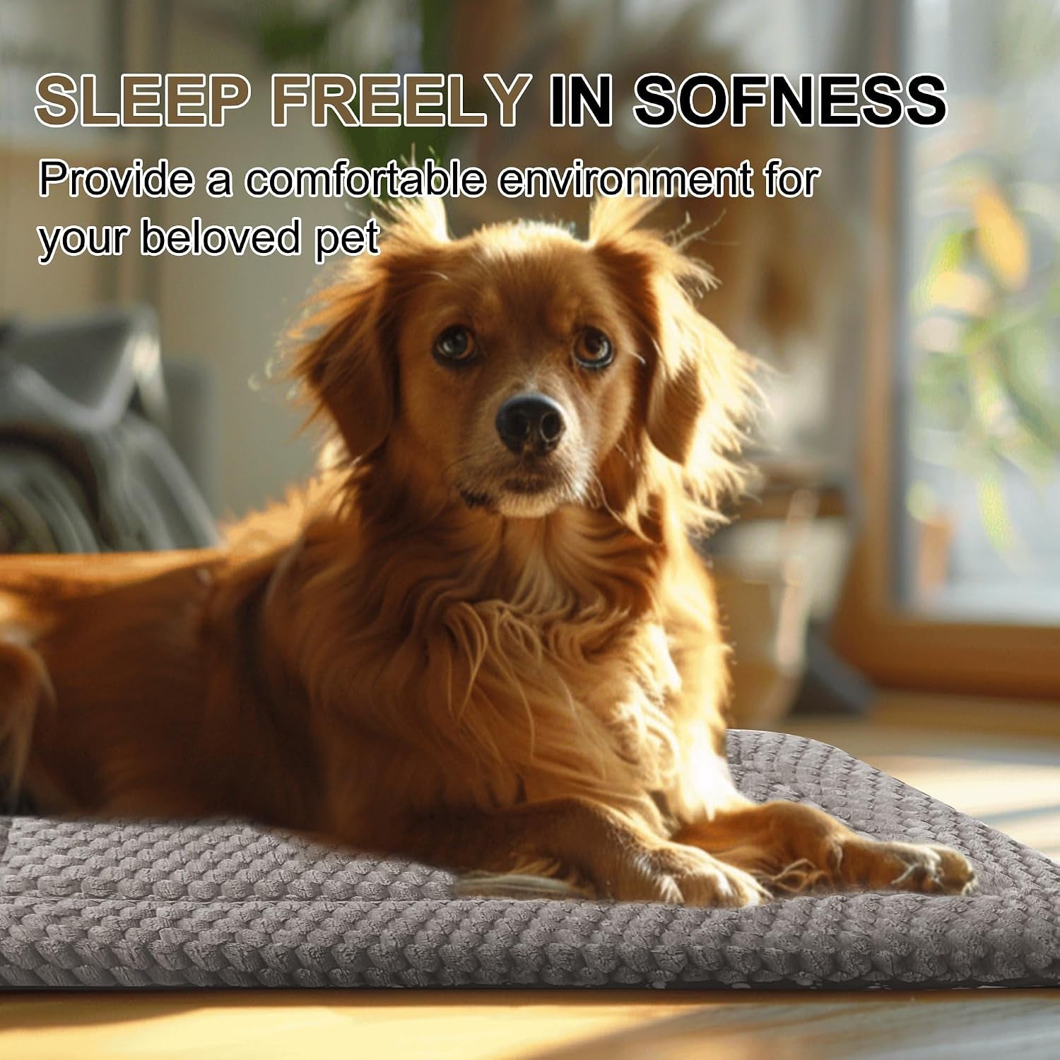 Dog Bed Crate Mat, Soft Durable Washable Anti-Slip Kennel Pad for Dogs & Cats, Reversible (Light Gray, M(30"*20"*1.5"))