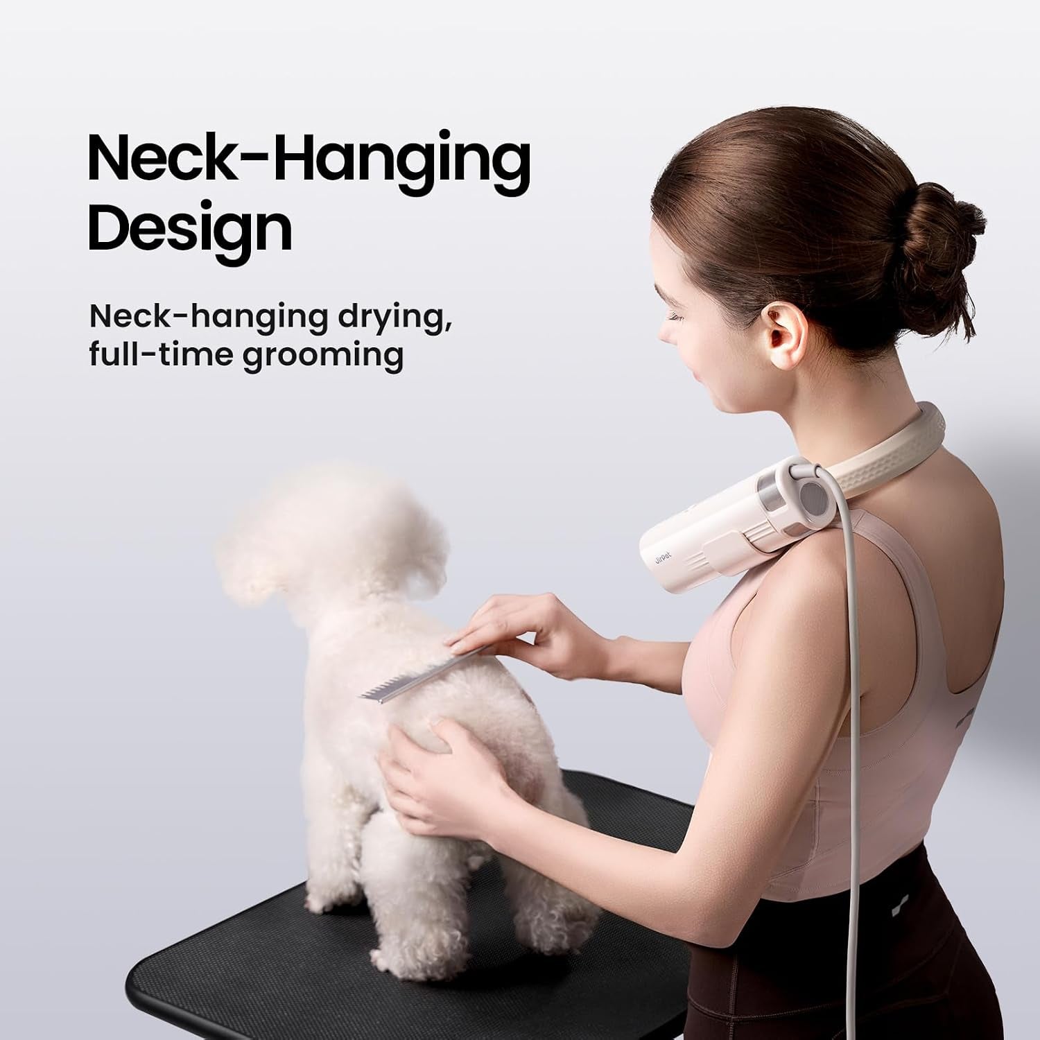 Pet Neck Dryer, Professional Low Noise Dog Dryer for Pet Grooming, 14,800FPM Portable High Velocity Pet Dryer, Hands-Free Dog Blow Dryer with Neck Hanging, Dog Hair Dryer with 3 Speeds & 4 Temp | 146 MPH(75 M/S) Air Speed, 517 Million Negative Ions, 1500W Professional Low Noise Dog Dryer with 3 Speeds & 4 Temp, Portable