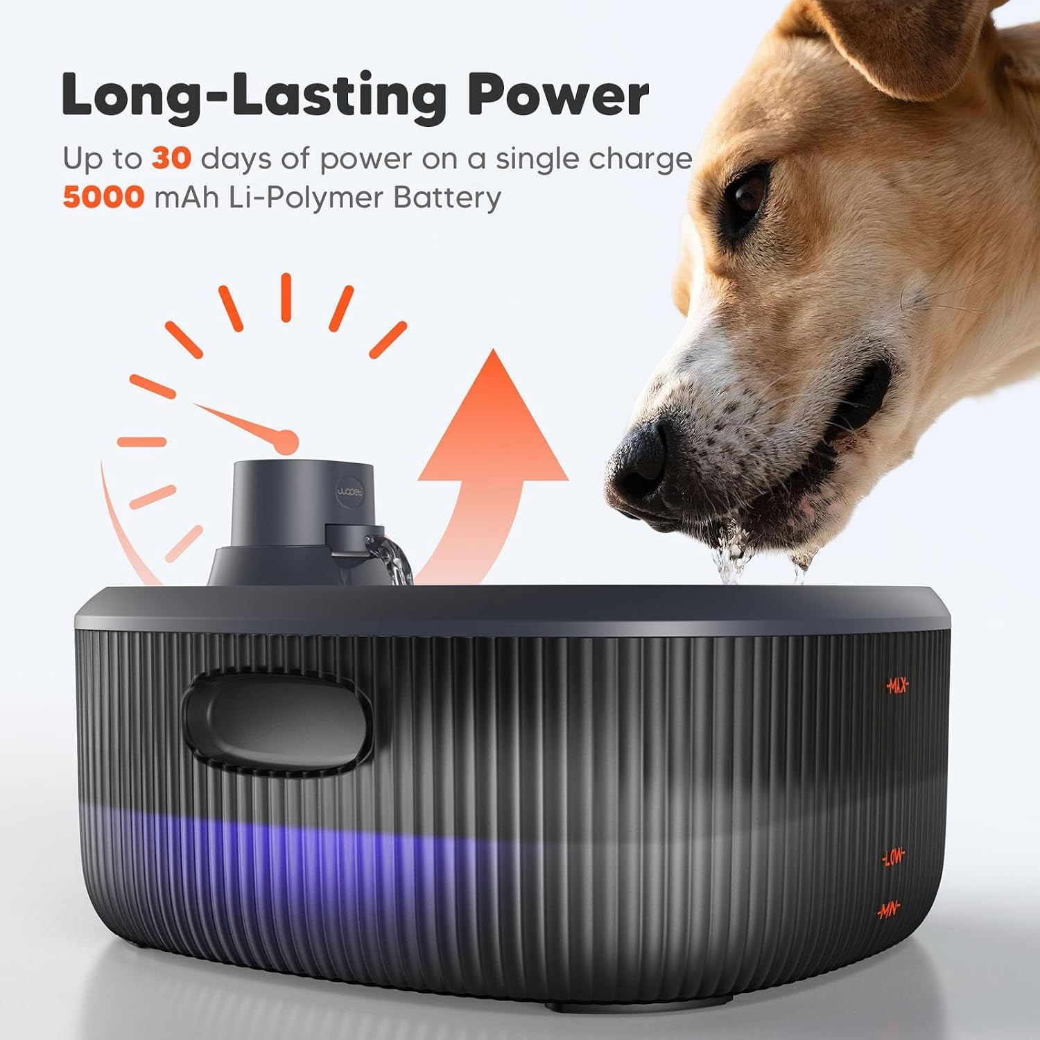 Wireless Dog Water Fountain for Large Dogs, 6L/205Oz Dog Water Bowl Dispenser with 5000Mah Battery Operated, W600 Pro Cordless Pet Fountain for Dogs&Cats with Motion Sensor, Ultra Quiet Pump