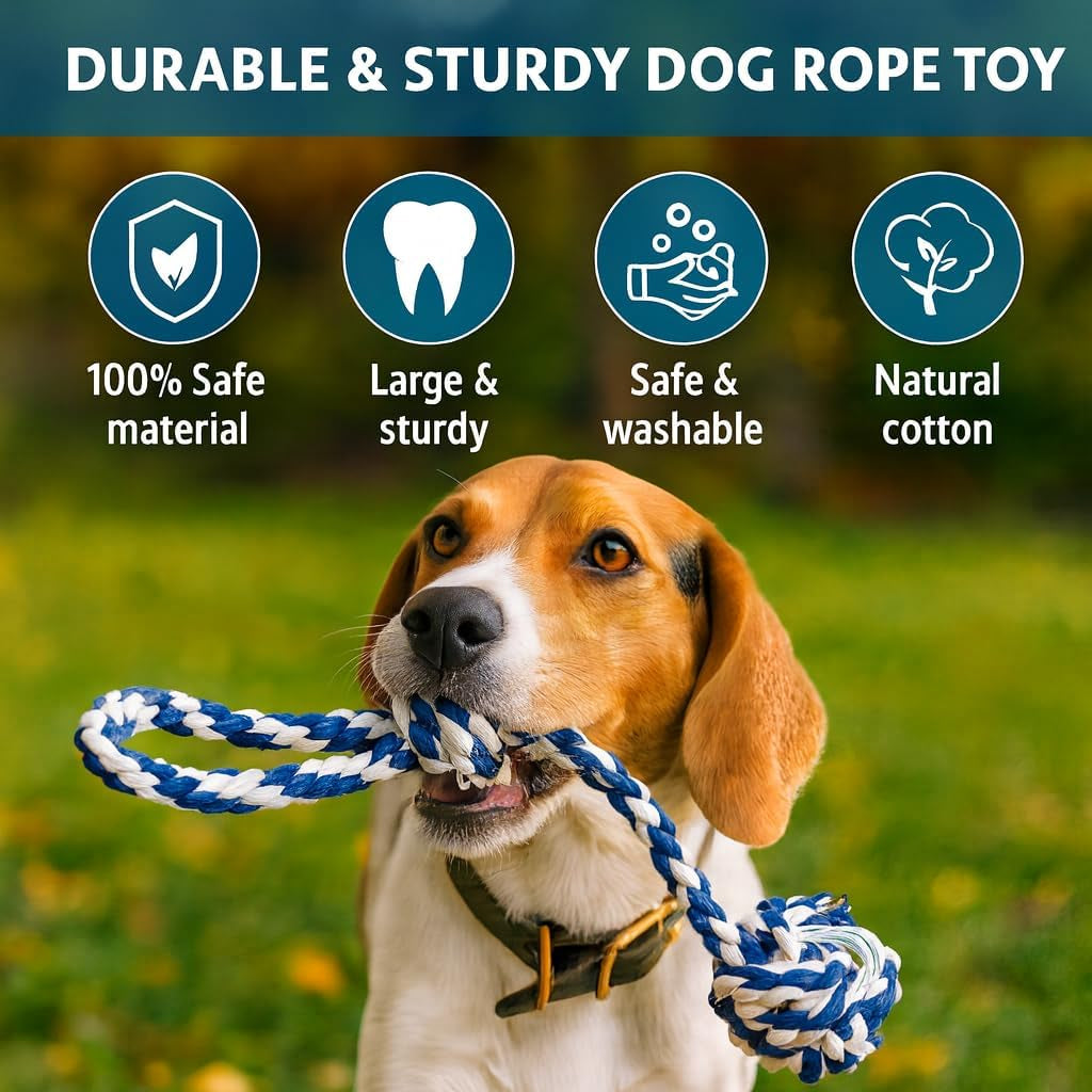 Dog Rope Toy with Suction - Perfect Dog Toys for Aggressive Chewers - Nearly Indestructible & Stimulating - Suitable for Large & Small Dogs & Puppies