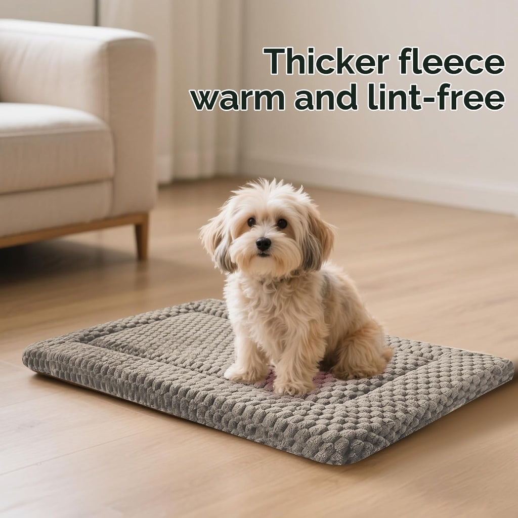 Dog Bed Crate Mat, Soft Durable Washable Anti-Slip Kennel Pad for Dogs & Cats, Reversible (Light Gray, M(30"*20"*1.5"))
