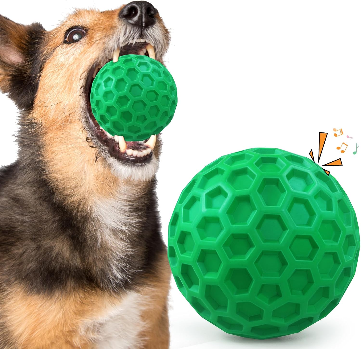 Tough Dog Chew Toys for Aggressive Chewers, Indestructible Dog Balls for Aggressive Chewers, Squeaky Toys for Large Dogs, Squeaky Balls for Dogs, Interactive Funny Heavy Duty Ball