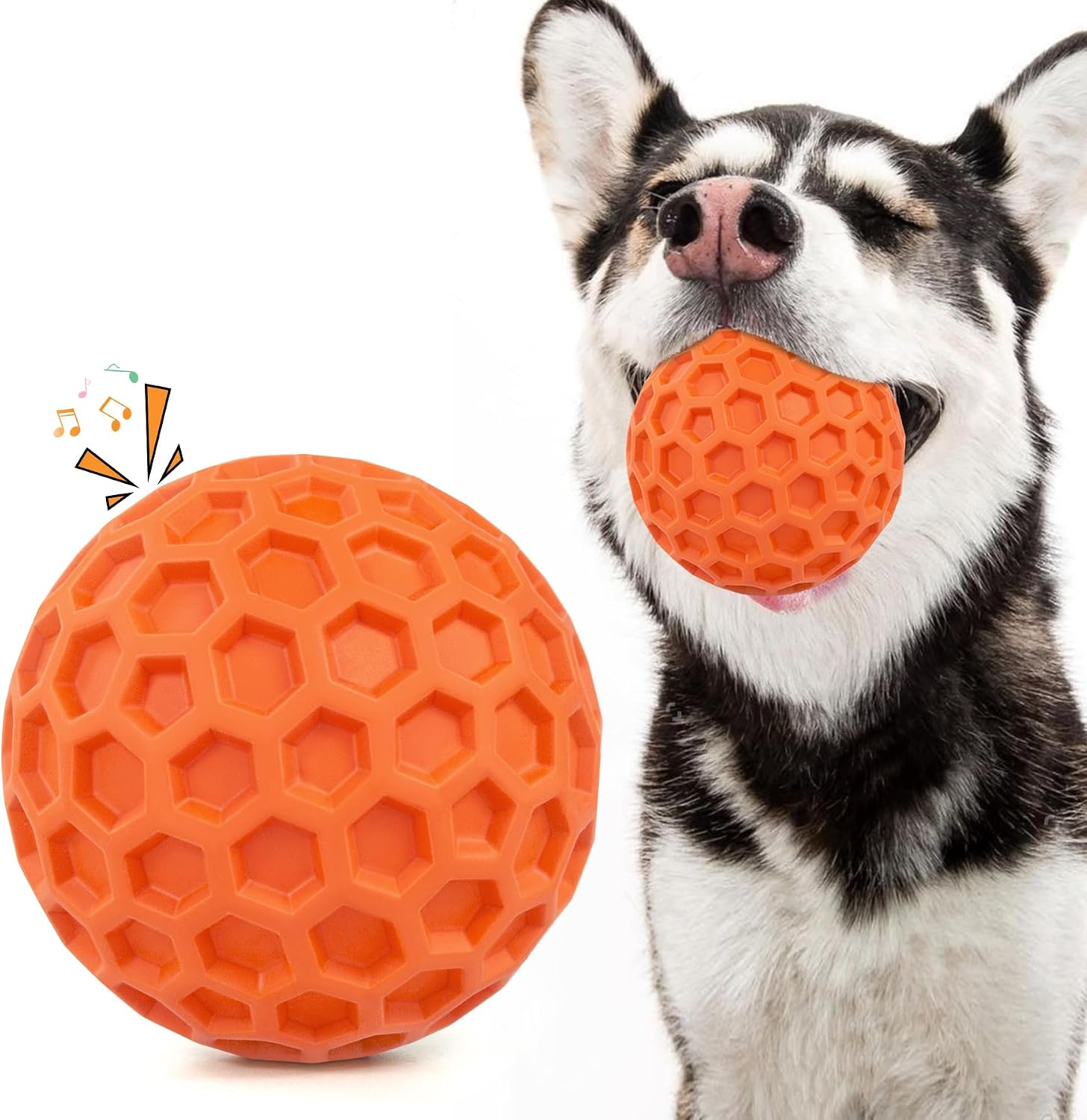 Tough Dog Chew Toys for Aggressive Chewers, Indestructible Dog Balls for Aggressive Chewers, Squeaky Toys for Large Dogs, Squeaky Balls for Dogs, Interactive Funny Heavy Duty Ball