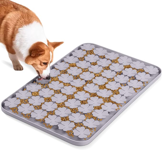 Dog Lick Mat, 23.6"X 15.7" Large Silicone Snuffle Mat with Suction Cups, Slow Feeder for Small Medium Large Dogs Slow Eating, Boredom Reducer (gray)
