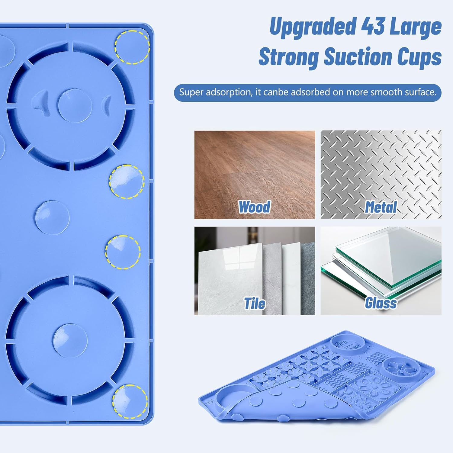 Large Silicone Snuffle Mat, 32"X 20" Dog Lick Mat with Suction Cups, Slow Feeder for Small | Medium | Large | Multiple Dogs Slow Eating, Boredom Reducer (Blue)