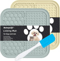 2PCS Small Lick Mat for Dogs and Cats, Licking Mats for Dog Anxiety Relief, Cat Peanut Butter Lick Pad for Boredom Reducer, Dog Treat Mat Perfect for Bathing Grooming Gray&Beige