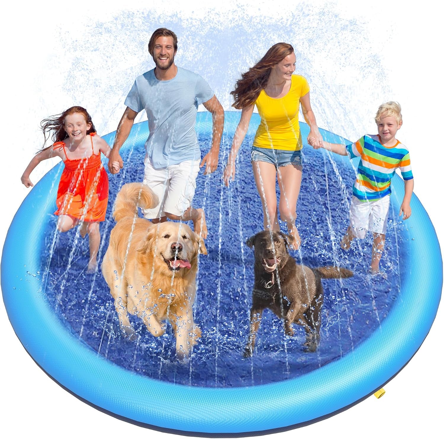 Dog Splash Pad 59" Anti-Slip Dog Pools for Large Dogs 0.58 Mm Thick Dog Sprinkler Water Toy