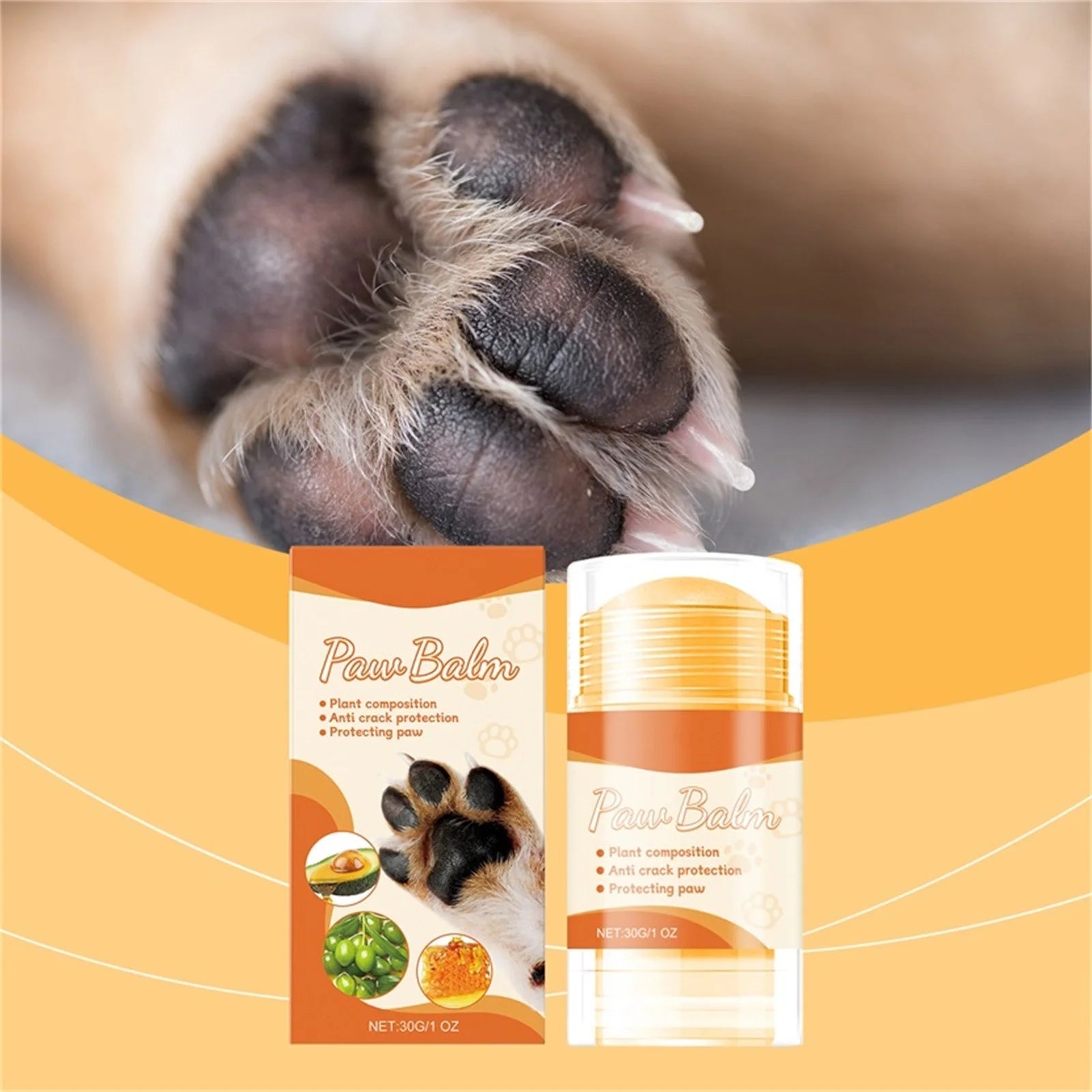 Dog Paw Balm Moisturizer 30G, Natural Beeswax & Oil, Lick-Safe Paw Care for Dry, Cracked Pads, Elbows & Nose, Soothes & Protects, Moisturizes for Harsh Conditions