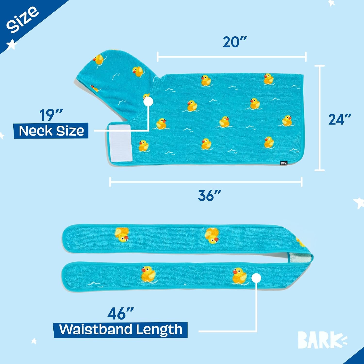 Dog Bathrobe - for Dogs - Medium | Fast Drying, Microfiber Bath Towel - Hook & Loop Closure and Wrap Tie - Machine Washable - Rubber Duck