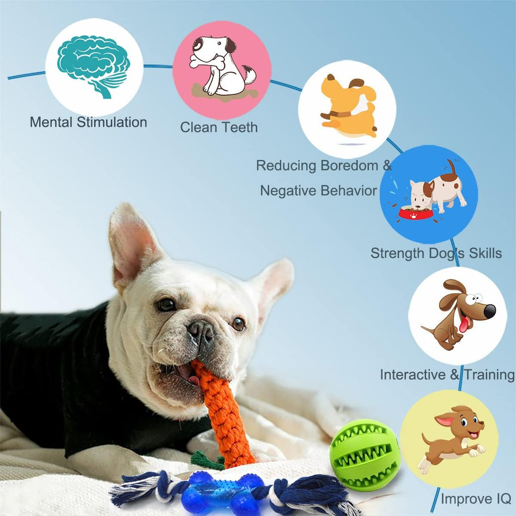 Dog Teething Chew Toys - 15 Pack Small Medium Breed Puppy Toy, Variety Dogs Rope Chew Toys Bundle for Boredom, Pet Interactive Squeaky Treat Dispensing Ball for Puppies