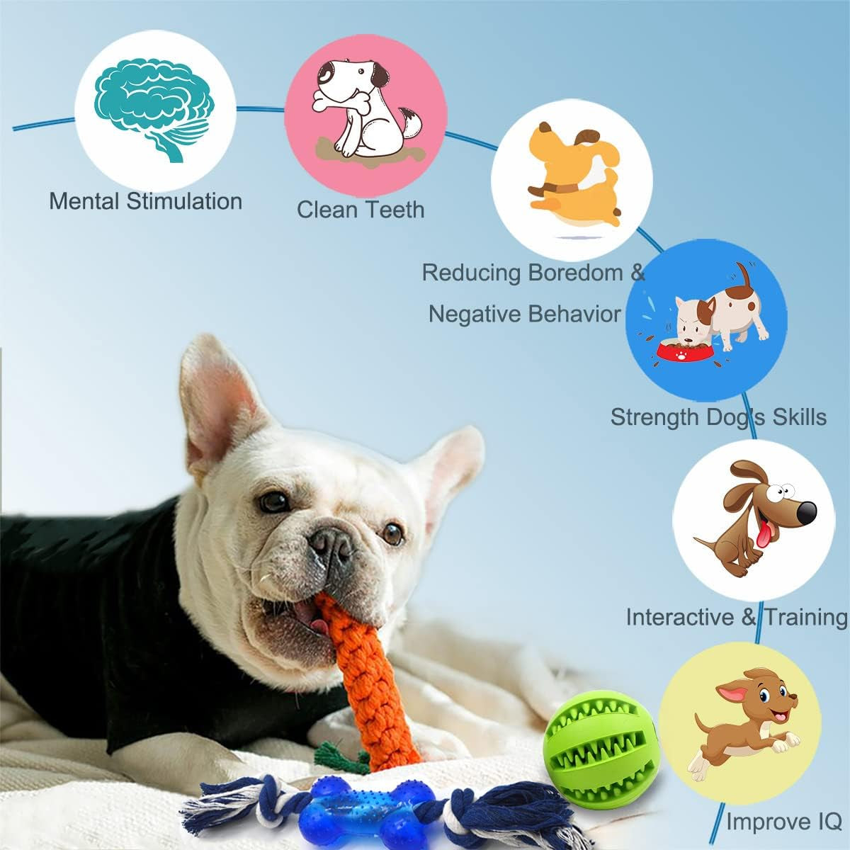 Dog Teething Chew Toys - 15 Pack Small Medium Breed Puppy Toy, Variety Dogs Rope Chew Toys Bundle for Boredom, Pet Interactive Squeaky Treat Dispensing Ball for Puppies