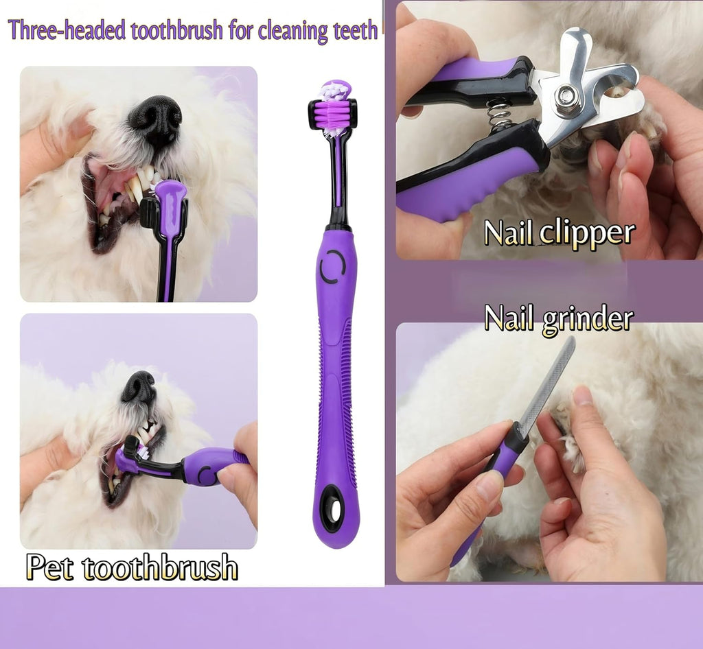 Cat Grooming Kit 9-Packs Kitten Puppy Grooming Kit for Dogs | Pet Dog Cat Rabbits Bath Grooming Tools Brush Kit Dog Nail Clippers and Cat Trimming Tools for Short Long Hair Dog Cat