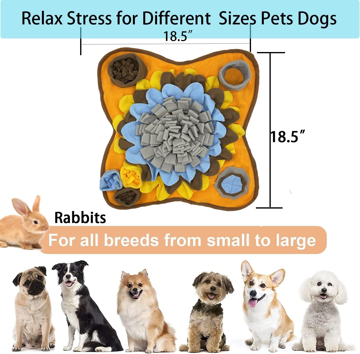 Dogs Snuffle Mat Pet Feeding Mats Puppy Sniffing Pad,Cat Doggies Interactive Puzzle Toys for Multiple Breeds Encourages Natural Foraging Skills,Training and Stress Release (Grey Brown)
