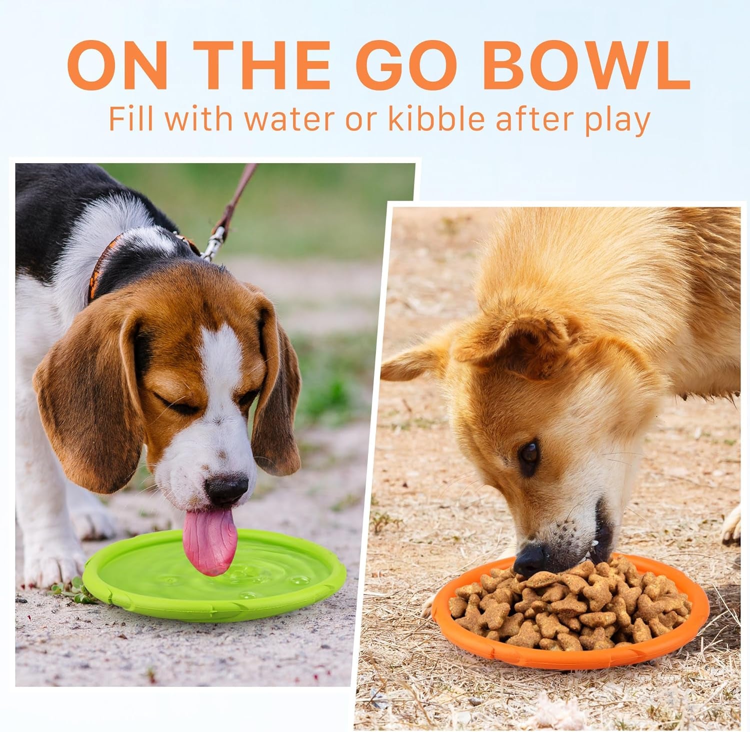 Prime Pets Dog Flying Disc, 2 Pack, 7 Inch, Durable Dog Toys, Nature Rubber Floating Flying Saucer for Water Pool Beach, Orange and Green