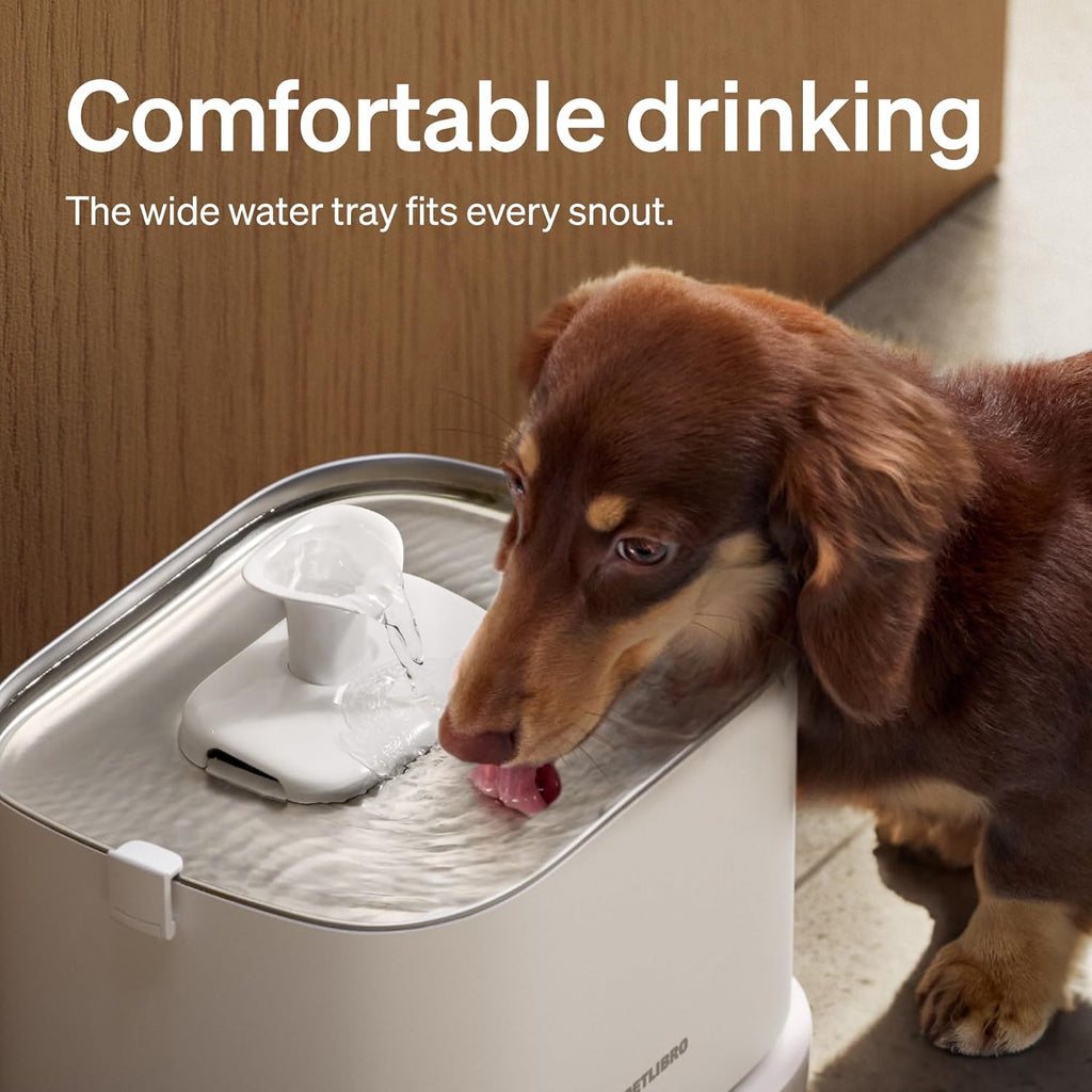 PETLIBRO Quiet Dog Water Fountain Stainless Steel Tray, Smart Pet Water Fountain for Dogs inside with App Monitoring, 3L Dog Fountain Water Bowl, Automatic Water Dispenser for Dogs, Cat Water Fountain