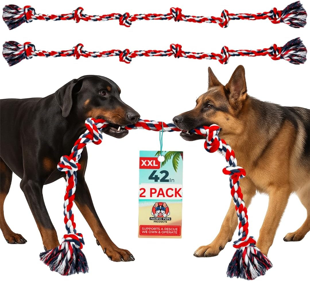 Giant Dog Rope Toys for Extra Large Dogs - 42 Inch, 6 Knot Tough Rope Chew Toys for Large Dogs - Benefits Non-Profit Animal Rescue - Indestructible Dog Toy for Aggressive Chewers