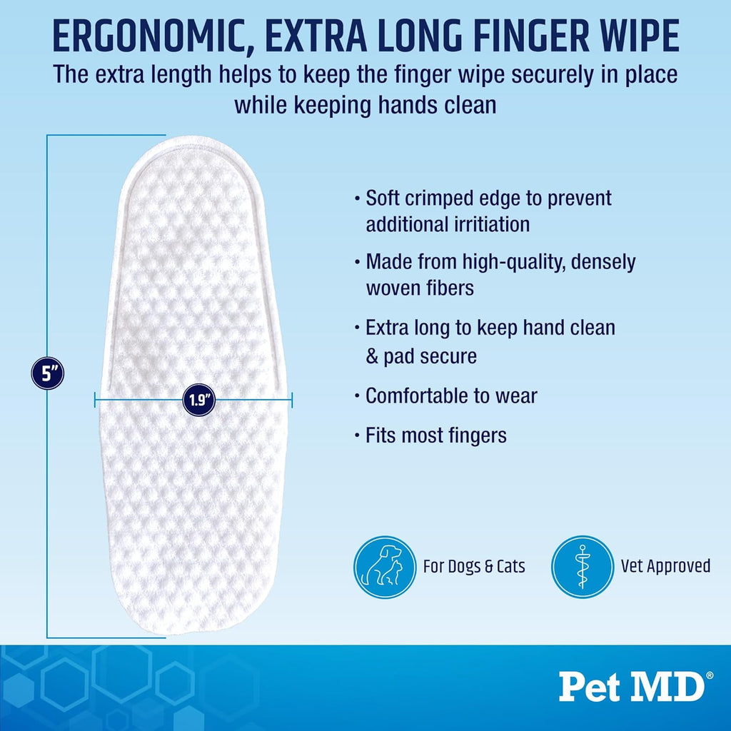 Advanced Ear Finger Wipes for Dogs & Cats - Cucumber Melon (50Ct) | Non-Irritating Cat Ear Wipes & Puppy Ear Cleaner - Pet Safe Cleaner to Aid in Itchiness and Odor