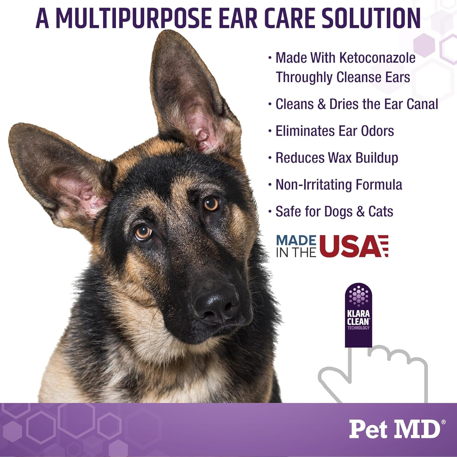 Tris Ear Finger Wipes for Dogs & Cats - 50Ct | Multipurpose Cleansing Solution Cat Ear Wipes & Puppy Ear Cleaner - Pet Safe Cleaner to Clean and Remove Debris