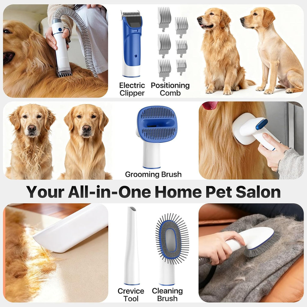 Dog Grooming Vacuum Kit, 15000Pa Clipper, Shedding Brush, 2L, White | Brush, Trim and Deshed at Home with Less Flying Fur, Mess-Control Suction and Fewer Emptying Breaks during Longer Sessions