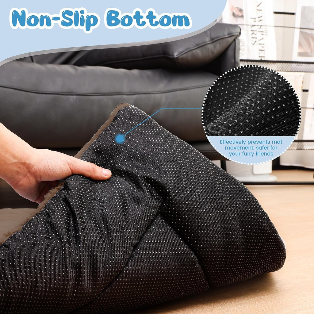 Dog Crate Pad, Washable Cozy Dog Bed Mat for Large Dogs 42"X28", Brown | Ultra Soft Fluffy Kennel Pad with Non-Slip Bottom, Comfortable Sleeping Pet Mat That Fits Most Crates, Sofas, Floors and Cars