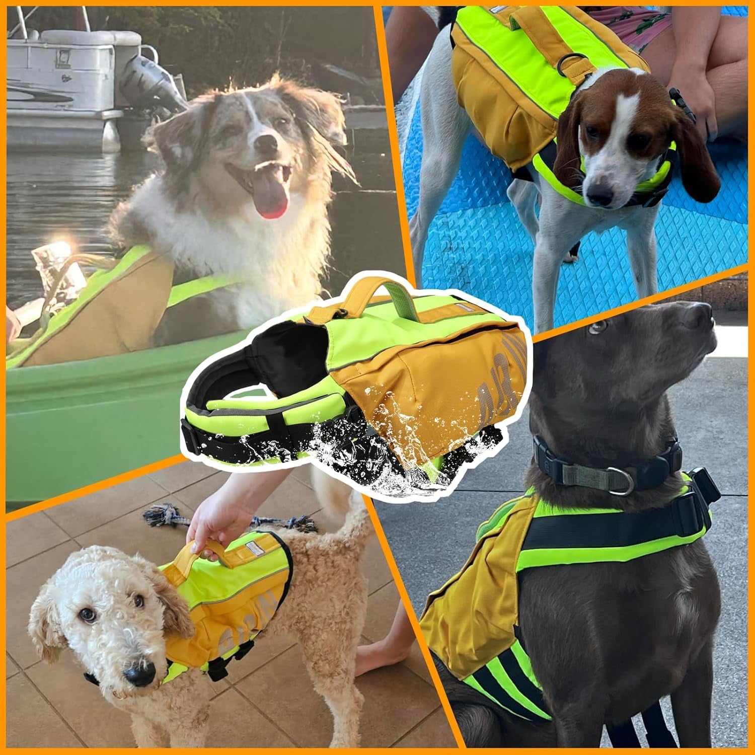 Dog Life Jacket, Safe Swimming Vest for Small & Medium Dogs, Adjustable & Lightweight for Beach, Pool and Boating — a Practical Summer Gift for Doglovers Orange, Size B