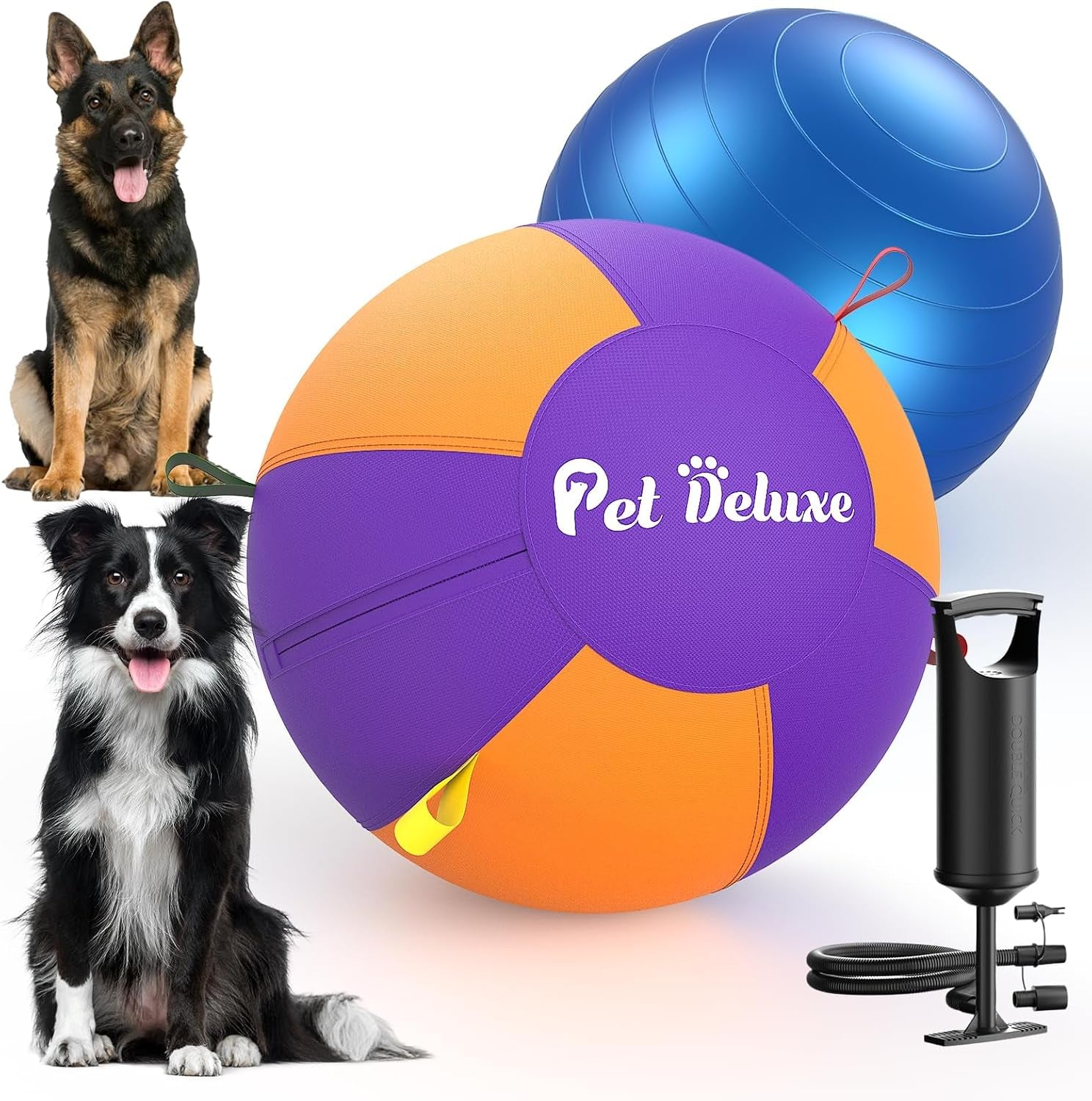 Upgrade Herding Ball for Dogs,25" Herding Ball for Australian Shepherd Collie,Border Collies,Cattle & Medium to Large Breeds,Fast-Inflating Pump,Durable & Waterproof Cover,Large Dog Toys Outdoor Play