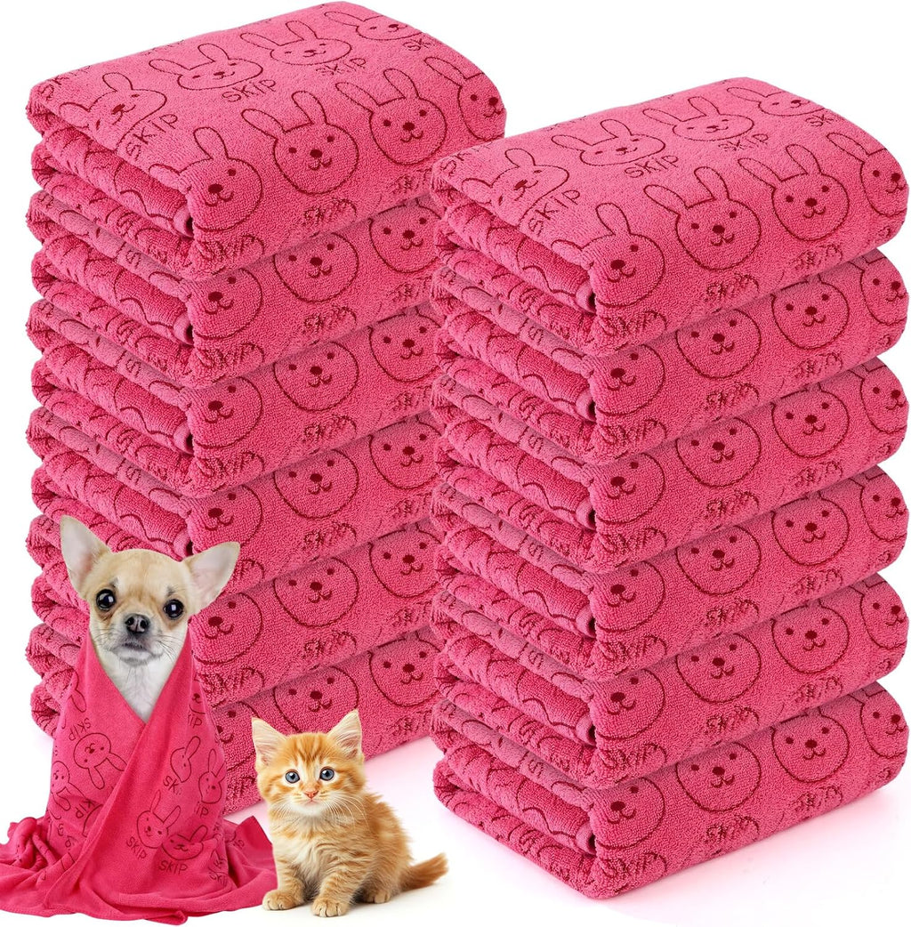 12 Pcs Microfiber Dog Towels for Drying Dogs Cats, 20 X 40 Inch, Quick Drying Absorbent Pet Puppy Towels for Small Puppy Dog Cat Kitten Pet, Grooming Bathing Shower Travel Supplies(Multicolor)