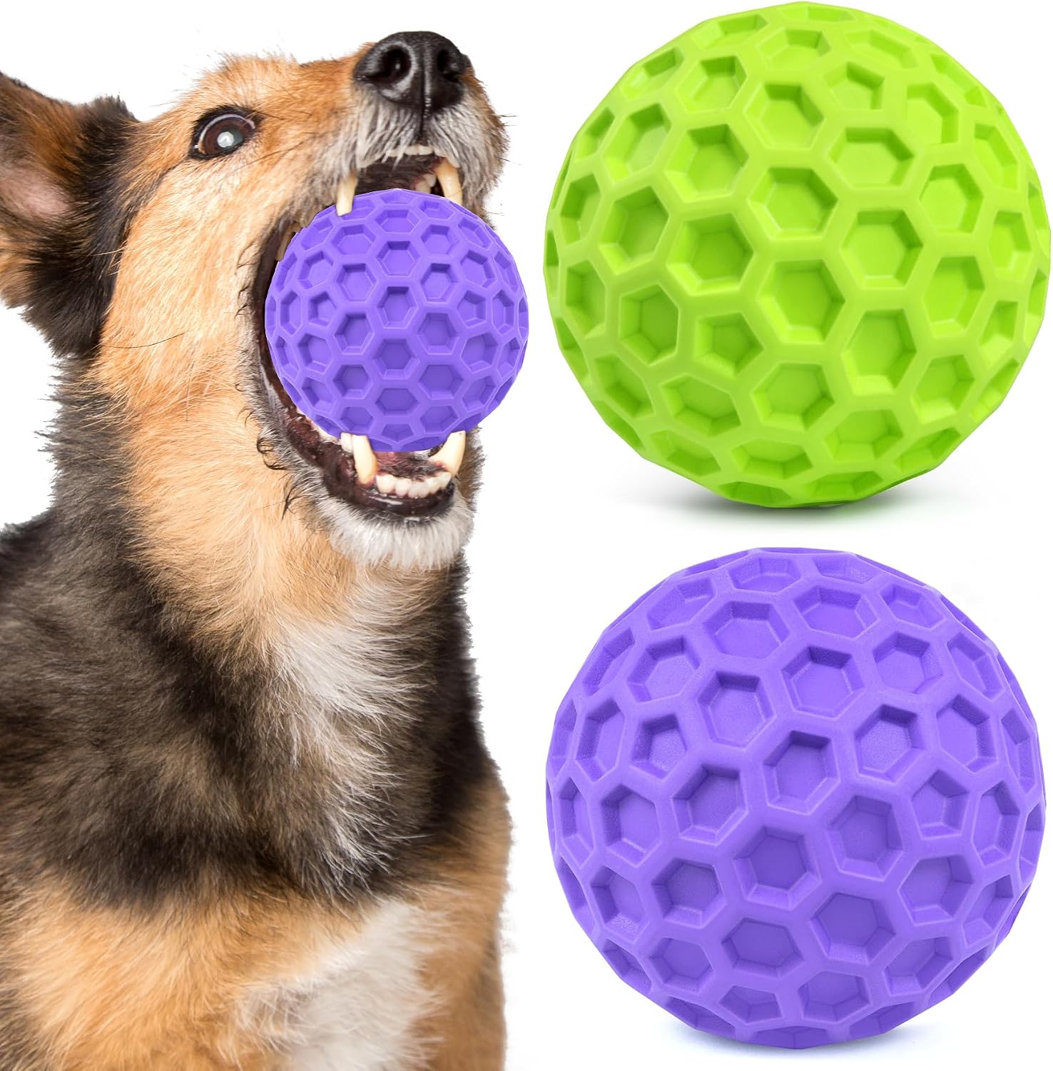 Tough Dog Chew Toys for Aggressive Chewers, Indestructible Dog Balls for Aggressive Chewers, Squeaky Toys for Large Dogs, Squeaky Balls for Dogs, Interactive Funny Heavy Duty Ball
