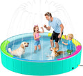 Foldable Dog Pool with Sprinkler for Large Dogs, Portable Hard Plastic PVC Pet Bathing Tub, Outdoor Collapsible Swimming Pool for Pets, 120'' X 20''