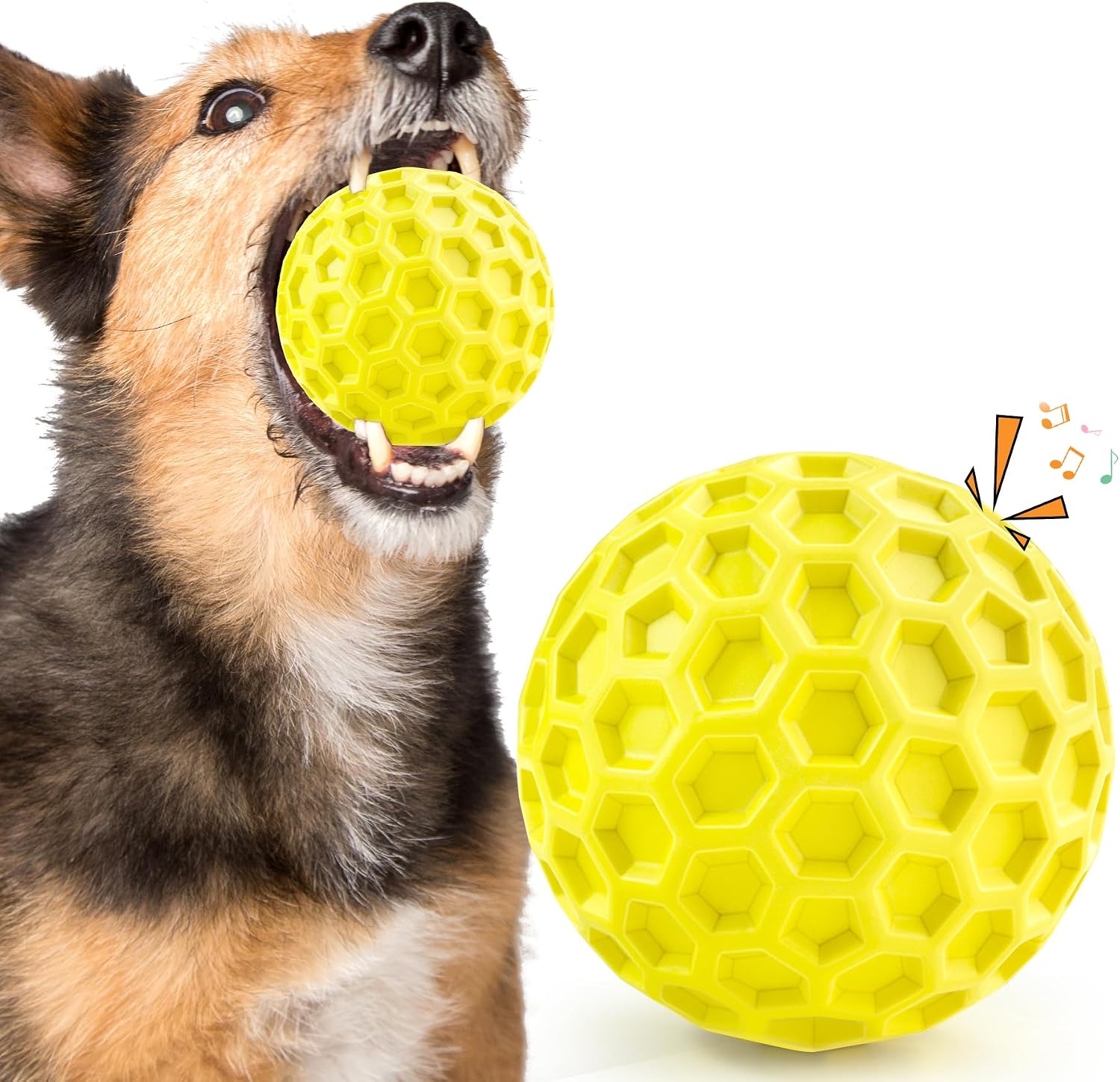 Tough Dog Chew Toys for Aggressive Chewers, Indestructible Dog Balls for Aggressive Chewers, Squeaky Toys for Large Dogs, Squeaky Balls for Dogs, Interactive Funny Heavy Duty Ball