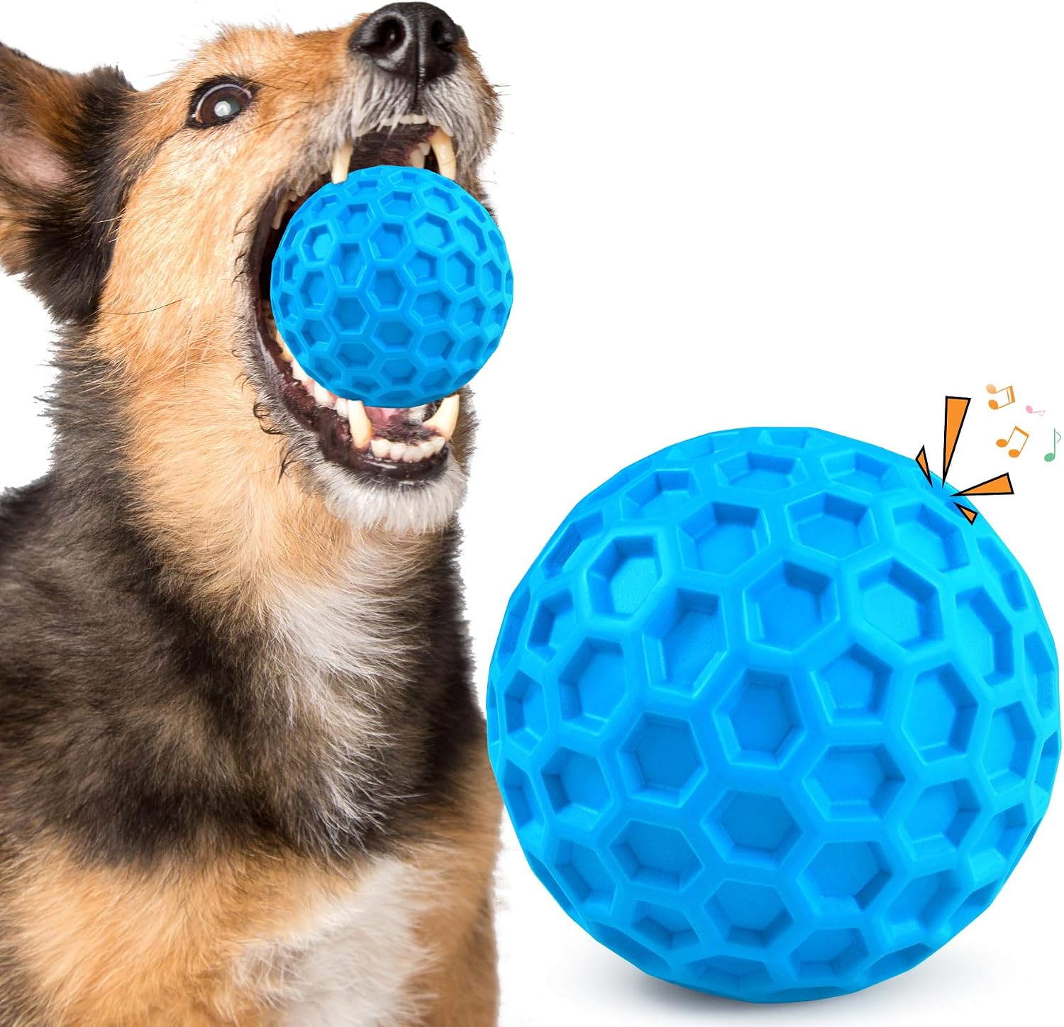 Tough Dog Chew Toys for Aggressive Chewers, Indestructible Dog Balls for Aggressive Chewers, Squeaky Toys for Large Dogs, Squeaky Balls for Dogs, Interactive Funny Heavy Duty Ball