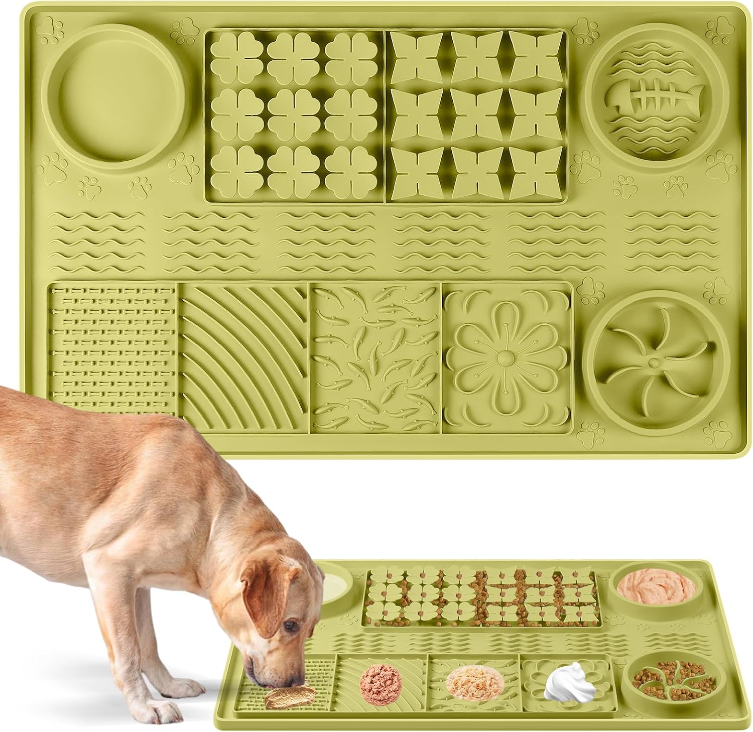 Large Silicone Snuffle Mat, 32"X 20" Dog Lick Mat with Suction Cups, Slow Feeder for Small | Medium | Large | Multiple Dogs Slow Eating, Boredom Reducer (Blue)
