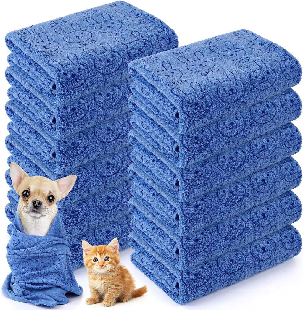 12 Pcs Microfiber Dog Towels for Drying Dogs Cats, 20 X 40 Inch, Quick Drying Absorbent Pet Puppy Towels for Small Puppy Dog Cat Kitten Pet, Grooming Bathing Shower Travel Supplies(Multicolor)