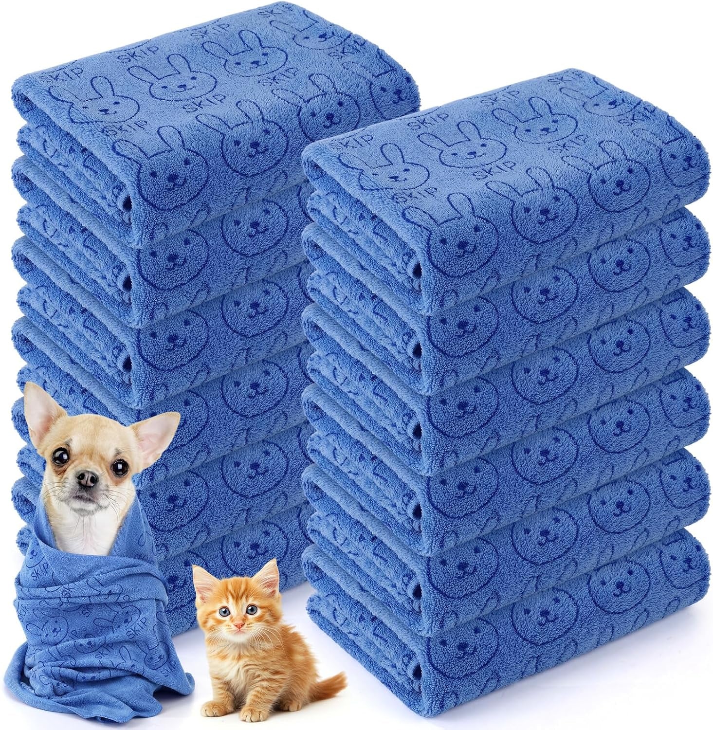 12 Pcs Microfiber Dog Towels for Drying Dogs Cats, 20 X 40 Inch, Quick Drying Absorbent Pet Puppy Towels for Small Puppy Dog Cat Kitten Pet, Grooming Bathing Shower Travel Supplies(Multicolor)