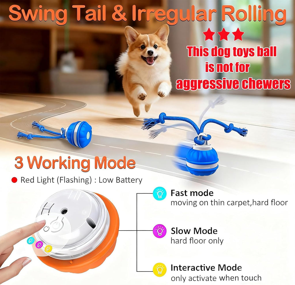 2Paks Interactive Dog Toys，Peppy Pet Ball for Dogs，Motion Activate Rolling Ball for Puppy/Medium Dogs，Active Rolling Dog Bal L Wicked Bal L for Daily Training, Dog Toys to Keep Them Busy(Blue&Orange)
