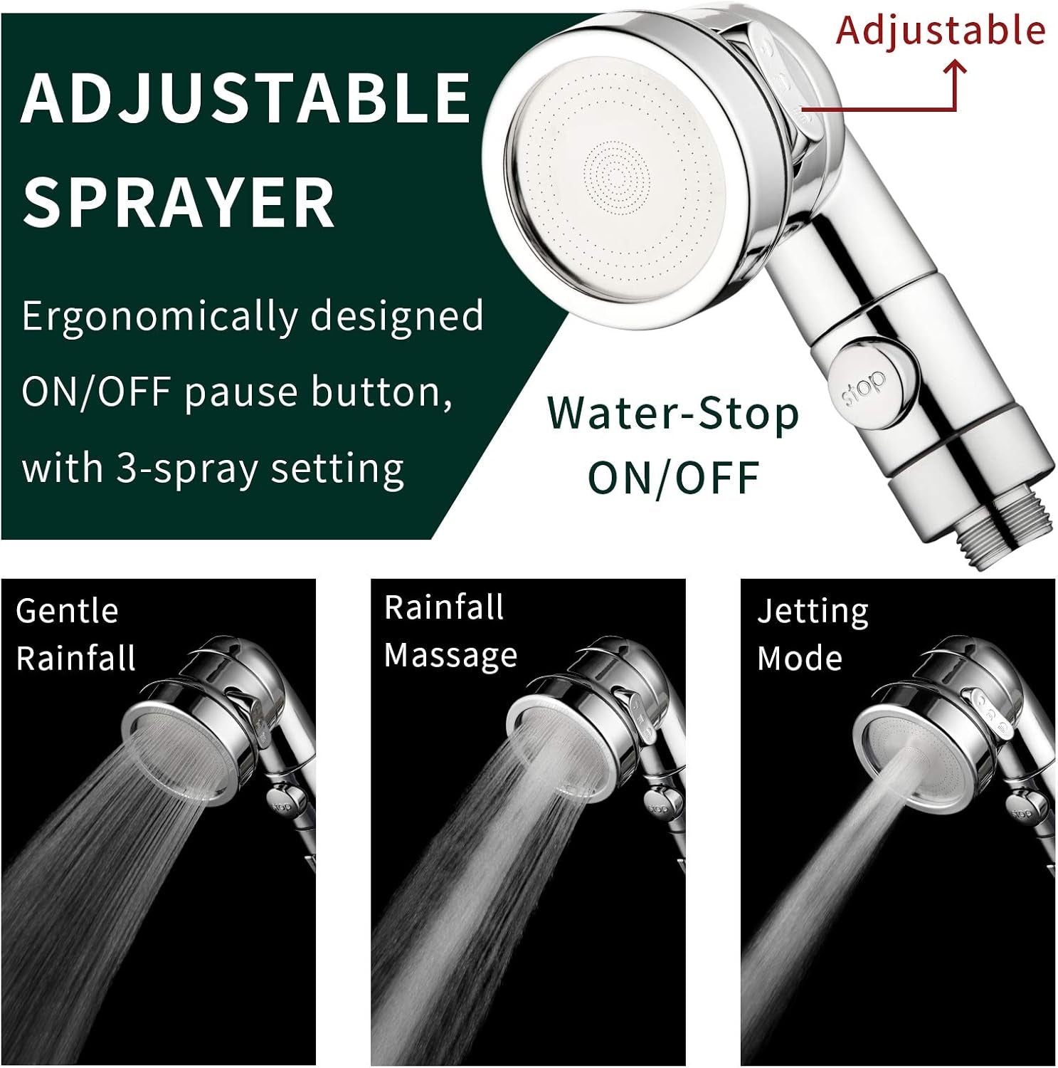Sink Faucet Sprayer Attachment Hair Pet Rinser Showerhead with Stop Water-Saving Function