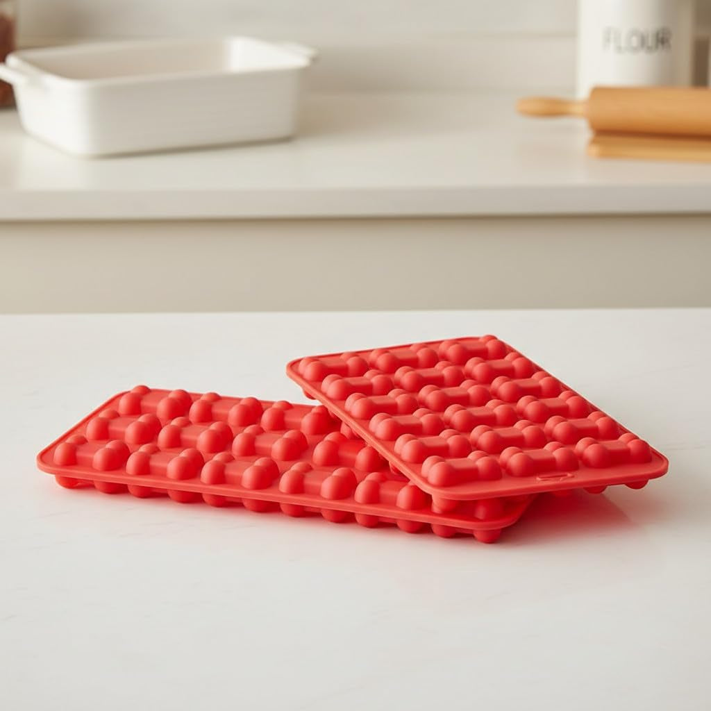 Mini Dog Bone Silicone Mold, 18-Cavity Orange Bone Shaped Mold for Homemade Dog Treats, Chocolate, Candy, Gummies, Fondant, Ice Cubes, Soap, Wax Melts and DIY Crafts