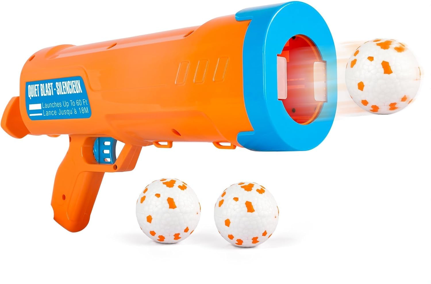 Dog Ball Launcher, Dog Ball Blaster with 3 ETPU Balls, Interactive Thrower for Medium to Large Dogs, Play Fetch Toy for Dogs for Outdoor Exercise