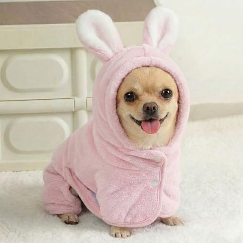 Dog Bathrobe Super Absorbent Towel for Small Dogs Cats Fast Drying Dog Robe Coat with Hood Puppy Cat Bath Towel Wrap Pet Grooming Supplies after Shower (Light Pink,S)
