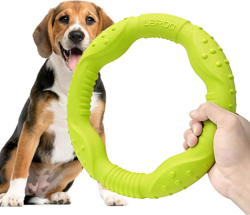 Dog Ring Toy, Durable Soft Flying Disc for Throwing Catching Grabbing, Water Floating Dog Training Fetch Ring for Medium Large Breeds, Outdoor (Green/11.8Inch)