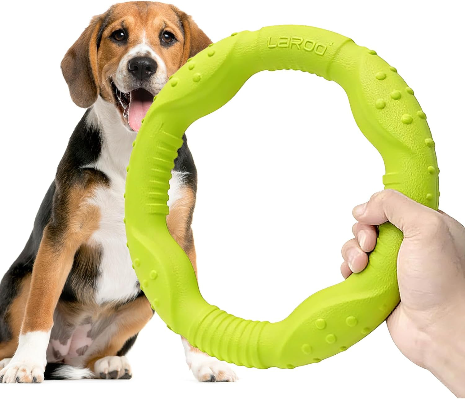 Dog Ring Toy, Durable Soft Flying Disc for Throwing Catching Grabbing, Water Floating Dog Training Fetch Ring for Medium Large Breeds, Outdoor (Green/11.8Inch)